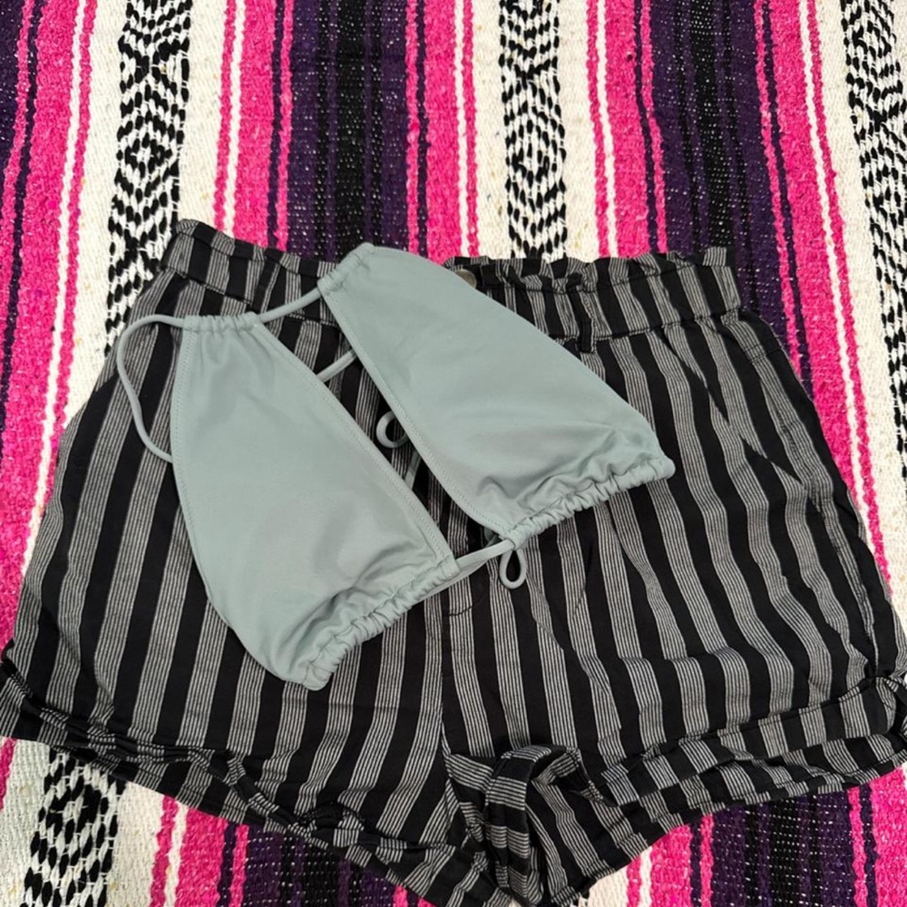 Forever 21 Black and Gray Striped Shorts